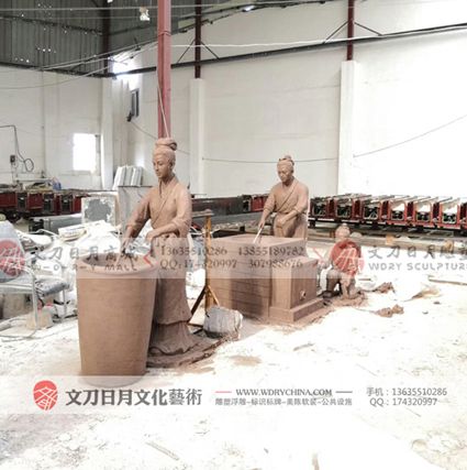 豆腐主题制作过程情景雕塑 人物铸铜锻造雕塑